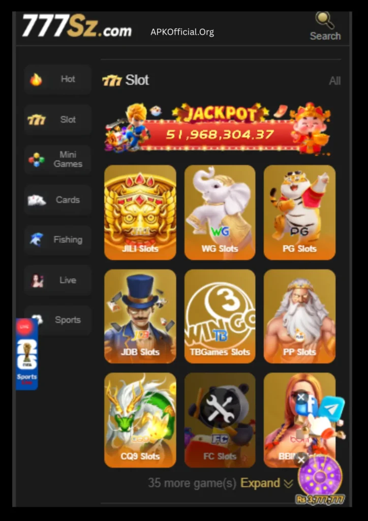 SZ777 Game categories