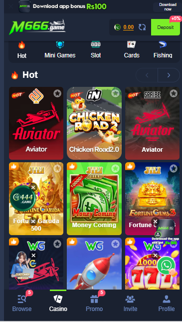 M666 Game Home screen